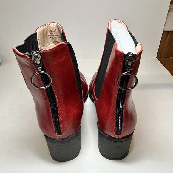 Journee Collection Womens 12 M Red Nigella Block Heel Ankle Booties NIB IV7 - Picture 4 of 5